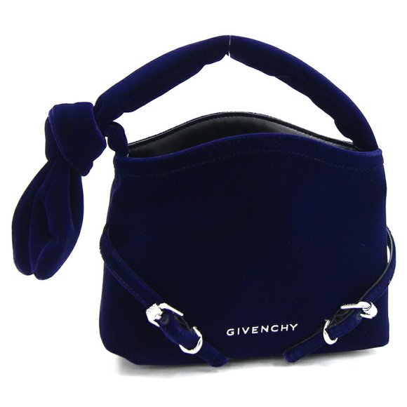 GIVENCHY Nano Voile Handbag with Velvet Ribbon Detail Dark Navy Leather Velour - Picture 1 of 7
